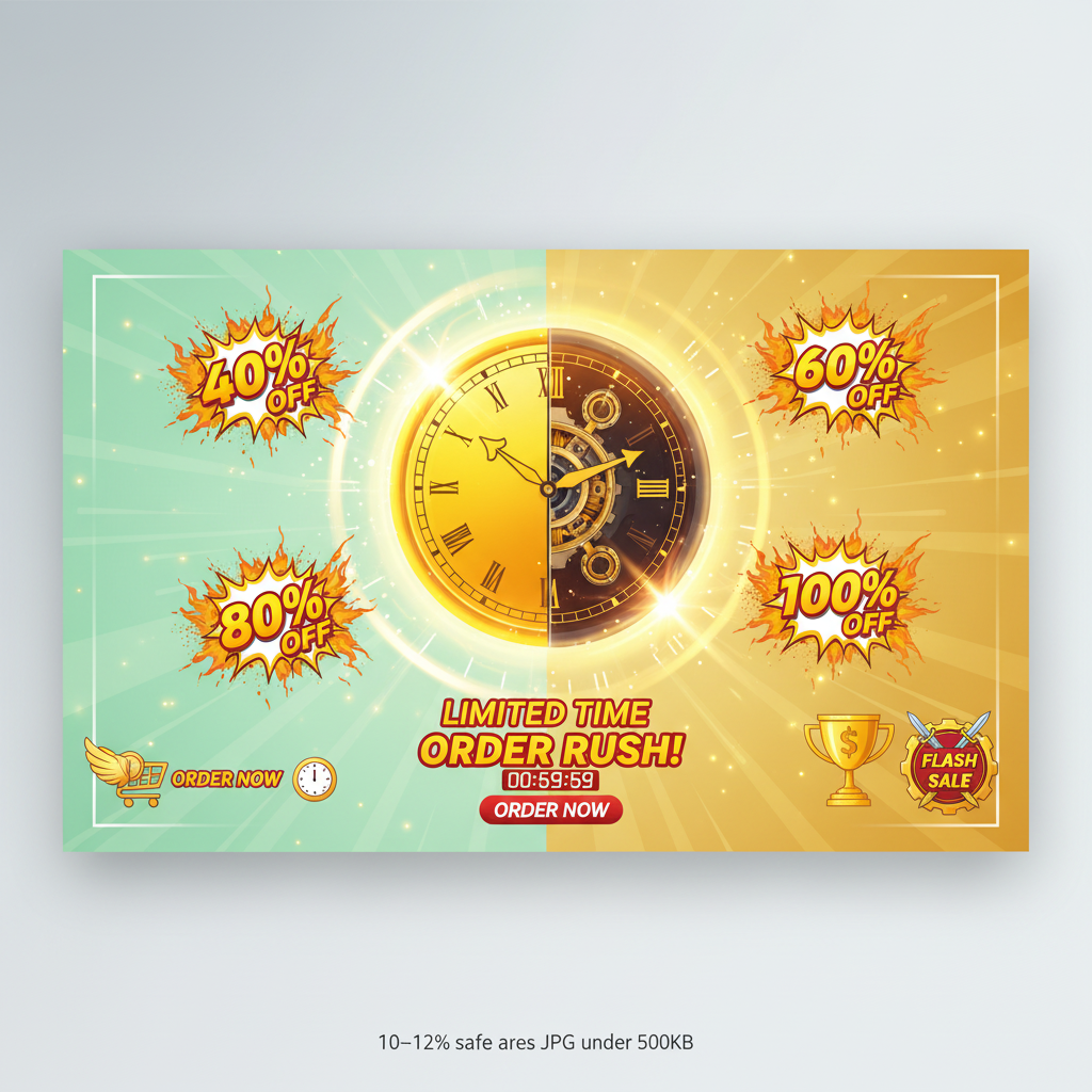 淺綠到金色限時搶購橫幅